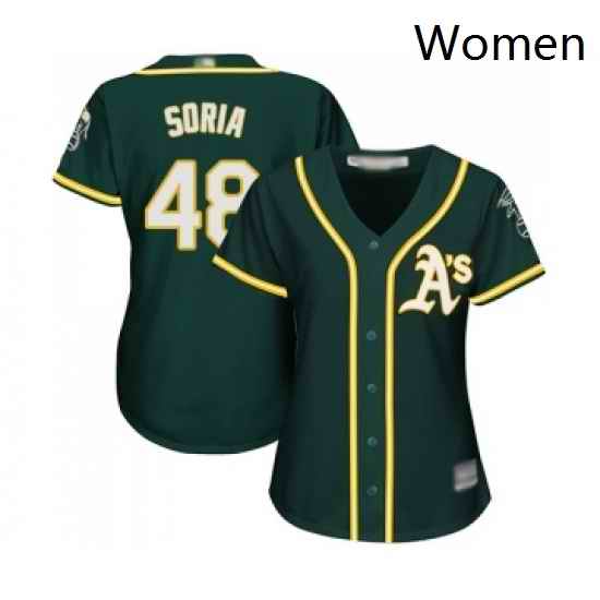 Womens Oakland Athletics 48 Joakim Soria Replica Green Alternate 1 Cool Base Baseball Jersey